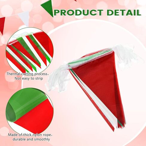 Preboun 400 ft Christmas Solid Pennant Banner Flags 240 Pcs String Hanging DIY Triangle Bunting Bulk Garland for Grand Opening Carnival Birthday Party Decoration Outdoor(Red, Green, White) in Saudi Arabia