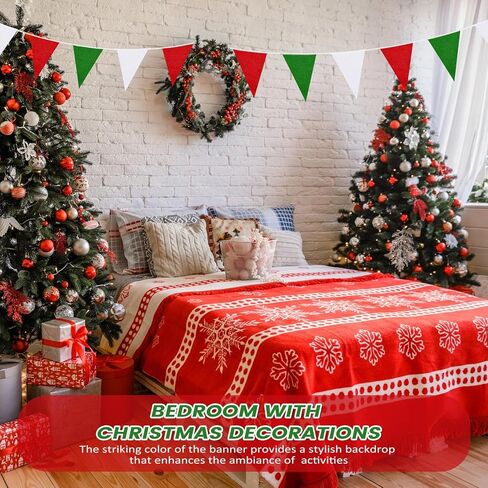 Preboun 400 ft Christmas Solid Pennant Banner Flags 240 Pcs String Hanging DIY Triangle Bunting Bulk Garland for Grand Opening Carnival Birthday Party Decoration Outdoor(Red, Green, White) in Saudi Arabia