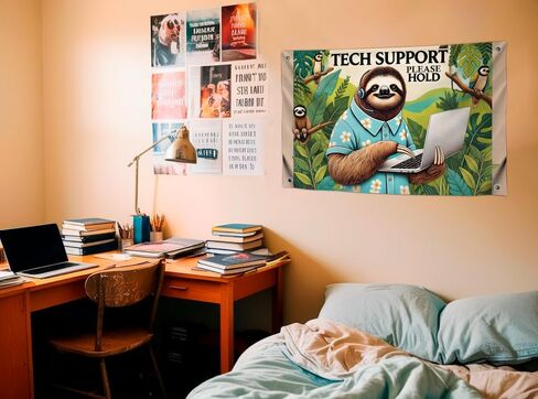 3x5 Feet Fun Flag Сool with Quote "Tech Support, Please Hold" and Four Brass Grommets - Single Sided Colorful College Dorm Decoration - Polyester Quote Banner for Bedroom or Office Flags in Saudi Arabia