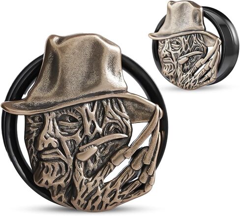 COOEAR Double FLared Eyelet Ear Tunnels Piercing Stainless Steel Snake Gauges Black Earrings Plugs. in Saudi Arabia