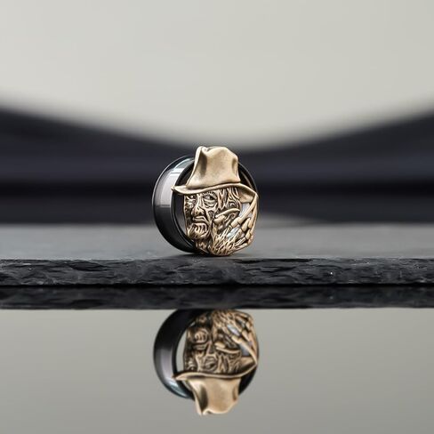 COOEAR Double FLared Eyelet Ear Tunnels Piercing Stainless Steel Snake Gauges Black Earrings Plugs. in Saudi Arabia