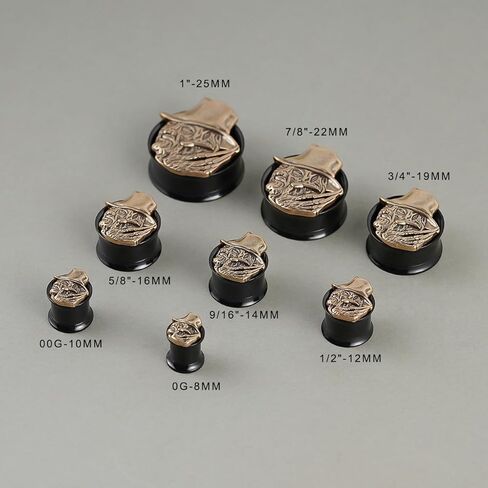 COOEAR Double FLared Eyelet Ear Tunnels Piercing Stainless Steel Snake Gauges Black Earrings Plugs. in Saudi Arabia