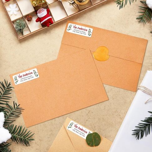 Personalized Christmas Return Address Labels, Custom Holiday Address and Name Mailing Labels for Envelopes, Cherry Tree 1x2.6 Inches, Flat Sheet of 60-1200 Made in USA by My Sign Center in Saudi Arabia