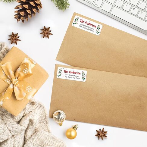 Personalized Christmas Return Address Labels, Custom Holiday Address and Name Mailing Labels for Envelopes, Cherry Tree 1x2.6 Inches, Flat Sheet of 60-1200 Made in USA by My Sign Center in Saudi Arabia