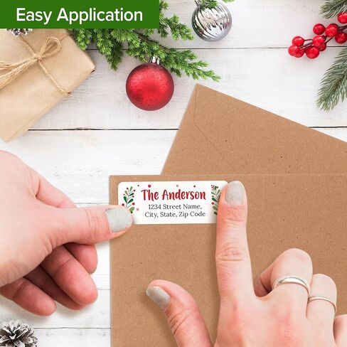 Personalized Christmas Return Address Labels, Custom Holiday Address and Name Mailing Labels for Envelopes, Cherry Tree 1x2.6 Inches, Flat Sheet of 60-1200 Made in USA by My Sign Center in Saudi Arabia