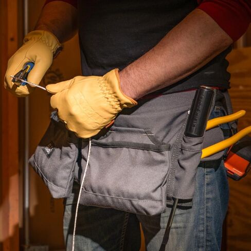 Klein Tools 5244 Tool Apron, Tape Thong and Four Reinforced Pockets for Hand Tools, Waist Size 32 to 53-Inch,Black in Kuwait