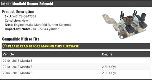 Intake Manifold Runner Solenoid - Compatible with 2004-2013 Mazda 3 in Saudi Arabia