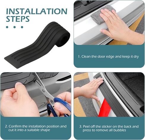 Car Rear Bumper Guard, Anti-slip Textured Scratch-resistant Rubber Door Sill Bumper Strip, DIY Customizable Self-adhesive Installation, Waterproof & Wear-resistant Tool (Carbon Fiber Black) in Saudi Arabia