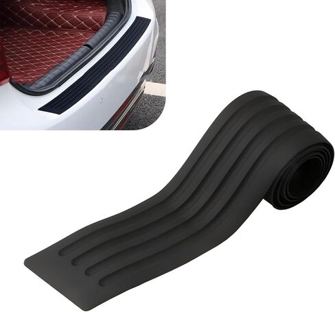 Car Rear Bumper Guard, Anti-slip Textured Scratch-resistant Rubber Door Sill Bumper Strip, DIY Customizable Self-adhesive Installation, Waterproof & Wear-resistant Tool (Carbon Fiber Black) in Saudi Arabia