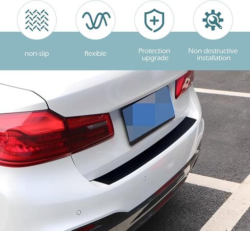 Car Rear Bumper Guard, Anti-slip Textured Scratch-resistant Rubber Door Sill Bumper Strip, DIY Customizable Self-adhesive Installation, Waterproof & Wear-resistant Tool (Carbon Fiber Black) in Saudi Arabia