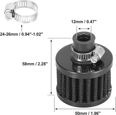 Motoforti 4pcs Universal 12mm Air Filter Cleaner Round Replacement for Motorcycle Car Black in Kuwait