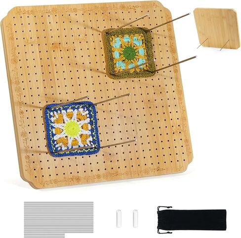 Crochet Blocking Board Wooden Granny Square for Crochet Projects Square Board Crocheting Accessories Gifts for Crocheters (Wood, Large) in Saudi Arabia