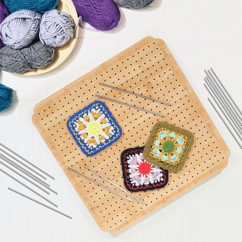 Crochet Blocking Board Wooden Granny Square for Crochet Projects Square Board Crocheting Accessories Gifts for Crocheters (Wood, Large) in Saudi Arabia