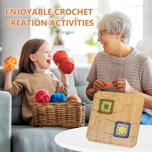 Crochet Blocking Board Wooden Granny Square for Crochet Projects Square Board Crocheting Accessories Gifts for Crocheters (Wood, Large) in Saudi Arabia