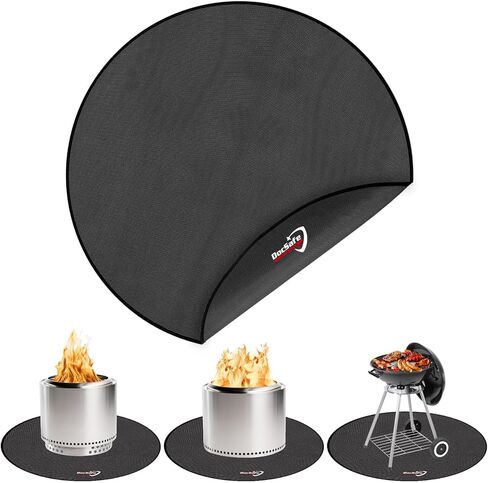DocSafe 36" Round Under Grill Mat,4 Layers Fire Pit Mat,Fireproof Mat Protect Mat for Deck,Patio,Grass,Outdoor Charcoal,Smokers,Reusable Oil-Proof and Waterproof Indoor Fireplace Mat BBQ Floor Mat in Saudi Arabia