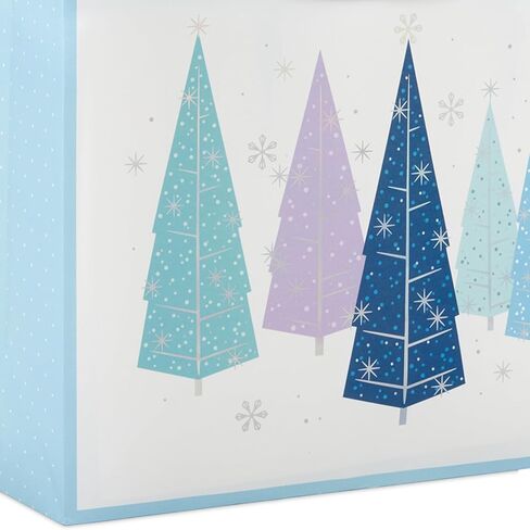 Hallmark 13" Large Gift Bag Bundle (3 Bags: 2 Vertical, 1 Horizontal) Watercolor Winter Wreath, Trees, Joy in Lavender, Sage Green, Light Blue, Silver in Saudi Arabia