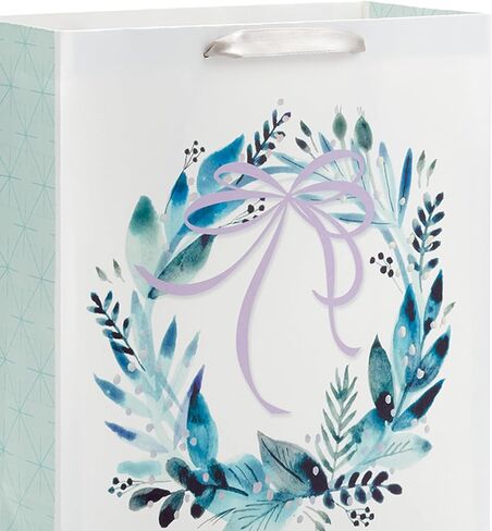 Hallmark 13" Large Gift Bag Bundle (3 Bags: 2 Vertical, 1 Horizontal) Watercolor Winter Wreath, Trees, Joy in Lavender, Sage Green, Light Blue, Silver in Saudi Arabia