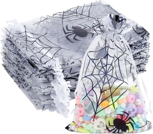 50 قطعة من أكياس أورجانزا عيد الميلاد البيضاء (4 × 6 بوصة) حقائب شبكية من ندفة الثلج الذهبية لهدايا العطلات، حلوى جودي، وجبة خفيفة، حلوى، لف عيد الميلاد، الشتاء، مجمد، ديكورات الحفلات، لوازم الأكياس in Kuwait