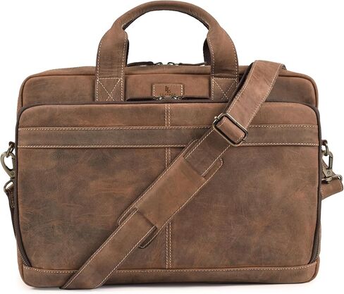 Vintage Leather Messenger Bag for Men, 16" Laptop Satchel with Adjustable Shoulder Strap, Briefcase Office Work & Travel Bag in Saudi Arabia