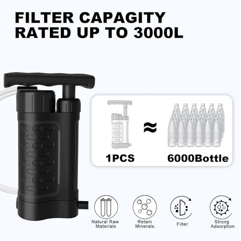 Water Filter Pump, 0.01 Micron 5-Stage Water Filter,Portable Outdoor Emergency and Survival Gear - Camping, Hiking, Backpacking (K8188 White) in Saudi Arabia