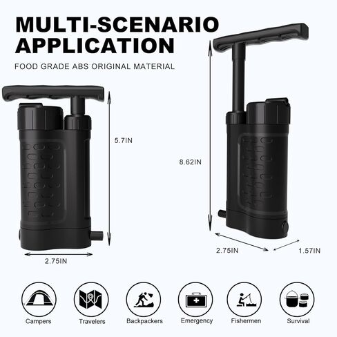 Water Filter Pump, 0.01 Micron 5-Stage Water Filter,Portable Outdoor Emergency and Survival Gear - Camping, Hiking, Backpacking (K8188 White) in Saudi Arabia