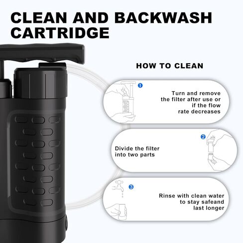 Water Filter Pump, 0.01 Micron 5-Stage Water Filter,Portable Outdoor Emergency and Survival Gear - Camping, Hiking, Backpacking (K8188 White) in Saudi Arabia
