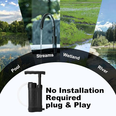 Water Filter Pump, 0.01 Micron 5-Stage Water Filter,Portable Outdoor Emergency and Survival Gear - Camping, Hiking, Backpacking (K8188 White) in Saudi Arabia
