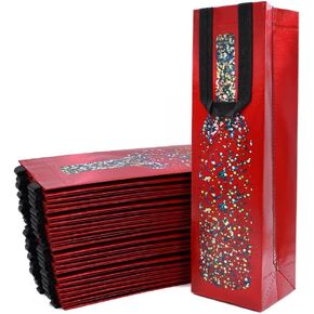 huichuan 12 Pack Red Wine Gift Bags, 13.6x3.5x3.9 Inches Reusable Holiday Wine Bags with Artistic Bottle Pattern Design for Christmas, Holiday, Wedding, Party in Saudi Arabia