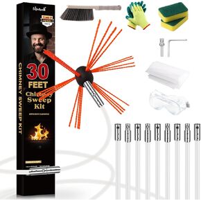 Morinoli 46 Feet Chimney Sweep Kit, Chrome Button Locking System, Chimney Cleaning Kit, Chimney Brush, Chimney Cleaning Tool, Chimney Cleaning System with 14 Flexible Chimney Rods in Saudi Arabia