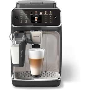 PHILIPS Series 4400 Fully Automatic LatteGo Espresso Machine, SilentBrew Technology, Quick Start. Aromatic Coffee from Freshly Ground Beans, 12 Hot and Iced Drinks, Black Chrome (EP4444/90) in Kuwait