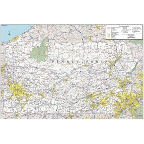 MapSherpa: خريطة حائط ولاية بنسلفانيا - مضغوط - ملصق مقاس 16 × 24 بوصة - تصفيح أمامي in Kuwait