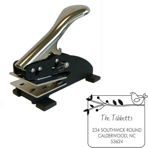 Infusion Custom Bird on Branch Design Desk Embosser Seal - 1.675" Square Personalized Paper Embosser (M258) in Saudi Arabia
