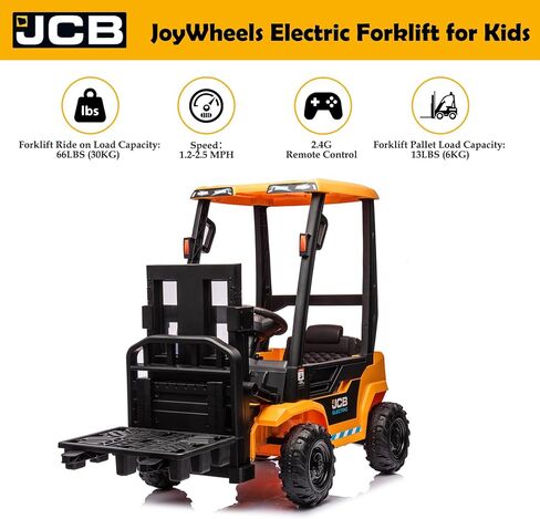 سيارة ركوب رافعة شوكية 12 فولت، سيارة ركوب كهربائية مرخصة تعمل ببطارية JCB للأطفال مع شوكة كهربائية قابلة للرفع، جهاز تحكم عن بعد، تعليق زنبركي، أصفر in Saudi Arabia