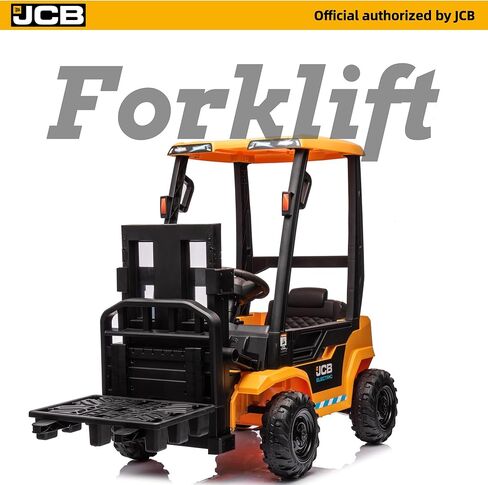 سيارة ركوب رافعة شوكية 12 فولت، سيارة ركوب كهربائية مرخصة تعمل ببطارية JCB للأطفال مع شوكة كهربائية قابلة للرفع، جهاز تحكم عن بعد، تعليق زنبركي، أصفر in Saudi Arabia