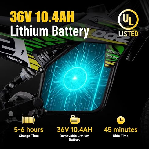 KOOZ HP112E PRO 36V 1000W دراجة ترابية كهربائية للأطفال، 3 أوضاع للسرعة، دراجة نارية كهربائية للمراهقين تصل إلى 20.6 ميل في الساعة و19 ميلًا طويلة المدى، تعليق مزدوج وفرامل قرصية، إطار قوي 16 بوصة in Kuwait