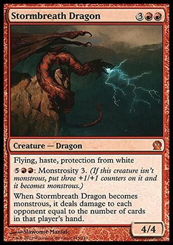 السحر: The Gathering Singles MTG Magic: The Gathering - Stormbreath Dragon (143) Theros THS، Red (THS143) in Saudi Arabia