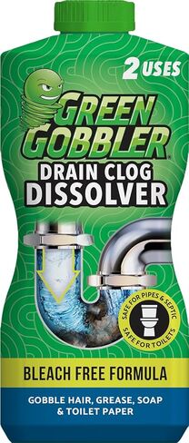Green Gobbler Liquid Hair Drain Clog Remover & Cleaner, For Toilets, Sinks, Tubs - Septic Safe, 2 Pack in Kuwait