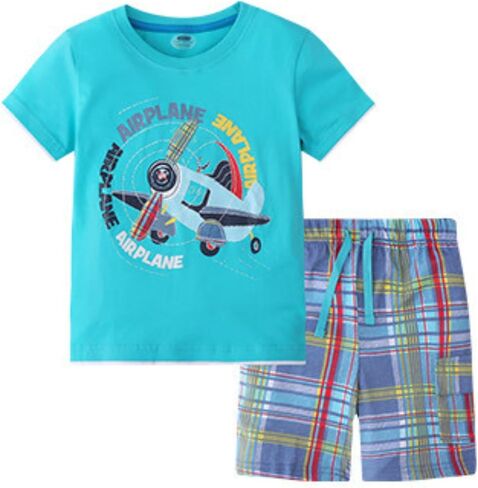 Colorful House Cartoon Outfit Set T-Shirt and Short for Little Kids in Kuwait