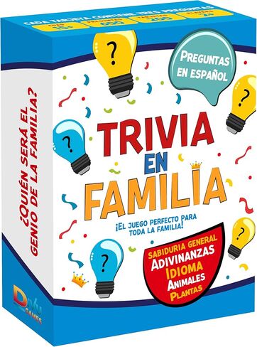 Trivia en Familia – لعبة لوحية باللغة الإسبانية للعائلة والأصدقاء والكبار والمراهقين | لعبة كارتاس | معلومات ممتعة وتعليمية للحفلات، وليلة الألعاب، والسفر، والمكتب، والفصول الدراسية، وأعياد الميلاد in Kuwait