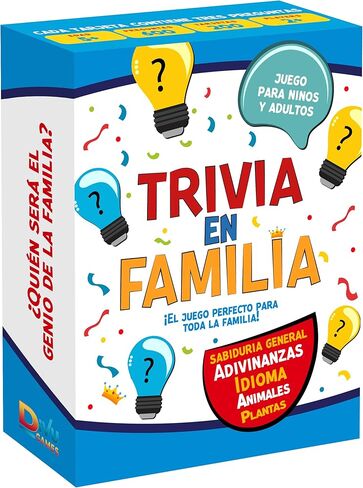 Trivia en Familia – لعبة لوحية باللغة الإسبانية للعائلة والأصدقاء والكبار والمراهقين | لعبة كارتاس | معلومات ممتعة وتعليمية للحفلات، وليلة الألعاب، والسفر، والمكتب، والفصول الدراسية، وأعياد الميلاد in Kuwait