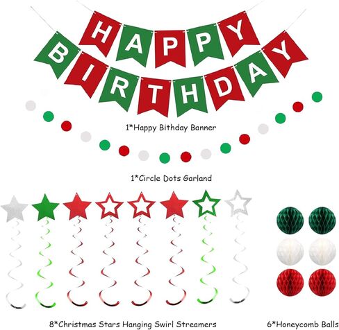 زينة عيد ميلاد باللونين الأحمر والأخضر والأبيض، لافتة عيد ميلاد سعيد مع كرات قرص العسل، ونجوم معلقة، زينة عيد ميلاد سعيد للنساء والرجال والفتيات والأولاد in Saudi Arabia