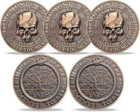 Memento Mori Memento Vivere Coin, Tree of Life Skull Tempus Fugit Stoic Reminder Token, EDC Daily Inspirational Stoicism Gifts for Women Men in Saudi Arabia