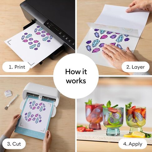 Cricut Printable Waterproof Holographic Sticker Set, Transparent - 10 Sheets in US Letter Size (8.5 x 11 in) - Compatible with Inkjet Printers - for Joy Xtra, Explore, & Maker Machines in Saudi Arabia
