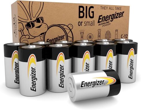 Energizer Alkaline Power D Batteries (12 Pack), Long-Lasting Alkaline Size D Batteries - Packaging May Vary in Kuwait