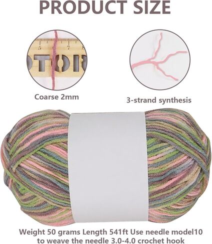 Colorful Yarn for Crocheting Soft Crochet Thread, Nylon-Cotton Blend, Ideal for Beginners, Knitting, DIY Projects, and Crafting in Saudi Arabia