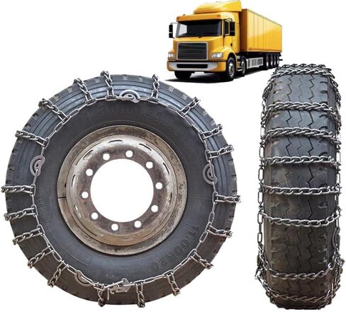 مجموعة 9 مم مكونة من 2 سلاسل ثلج شديدة التحمل لسيارات الدفع الرباعي والسيارات وسلاسل جر انزلاقية عالية القوة منغنيز للاستخدام في حالات الطوارئ للإطارات يمكن الاعتماد عليها في الطين 9R22.5 قطعتان 235/75R17.5 in Kuwait