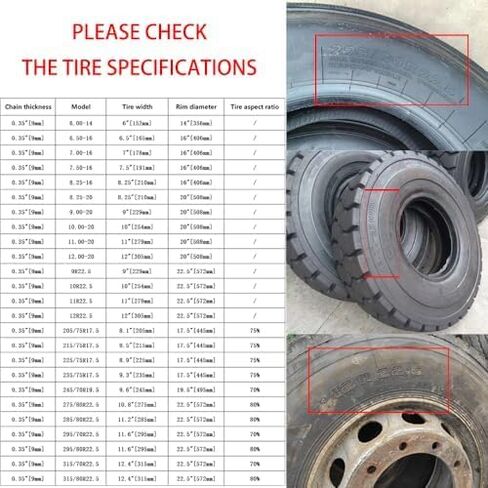 مجموعة 9 مم مكونة من 2 سلاسل ثلج شديدة التحمل لسيارات الدفع الرباعي والسيارات وسلاسل جر انزلاقية عالية القوة منغنيز للاستخدام في حالات الطوارئ للإطارات يمكن الاعتماد عليها في الطين 9R22.5 قطعتان 235/75R17.5 in Kuwait
