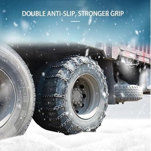 مجموعة 9 مم مكونة من 2 سلاسل ثلج شديدة التحمل لسيارات الدفع الرباعي والسيارات وسلاسل جر انزلاقية عالية القوة منغنيز للاستخدام في حالات الطوارئ للإطارات يمكن الاعتماد عليها في الطين 9R22.5 قطعتان 235/75R17.5 in Kuwait