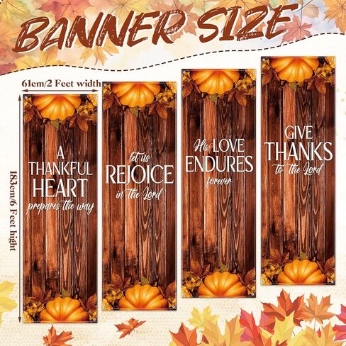 Hosuly 4 Pcs Church Banners for Sanctuary Wall Fall Harvest Banners with Scripture Bible Verses Banner Welcome Inspirational Religious Praise Hanging Signs for Church Decor, 2 x 6 Feet(Fall) in Saudi Arabia