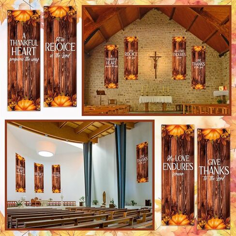 Hosuly 4 Pcs Church Banners for Sanctuary Wall Fall Harvest Banners with Scripture Bible Verses Banner Welcome Inspirational Religious Praise Hanging Signs for Church Decor, 2 x 6 Feet(Fall) in Saudi Arabia